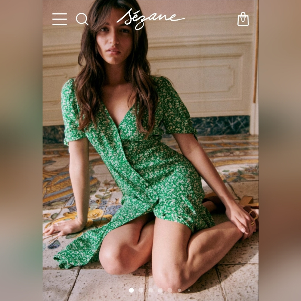 Sezane Vic Dress in Garden Green. Size  34EU